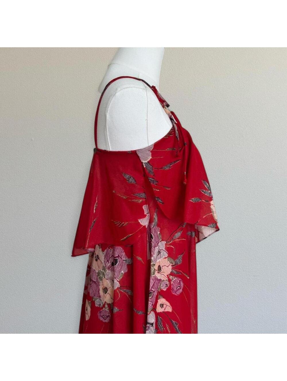 Vintage 70s floral handkerchief maxi dress Sz 3/4 - Picture 5 of 8